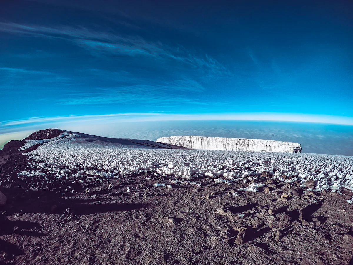 Kilimanjaro's snowy summit above the clouds